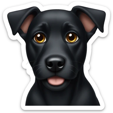 Black dog with one pointy ear and one bent ear sticker