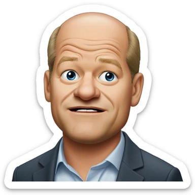 photorealistic Olaf Scholz embarrassed, guiltily shrugs sticker