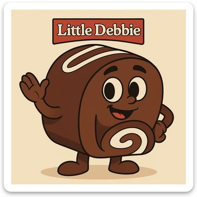 cartoon style illustration of a Little Debbie Swiss Roll, cute and appealing sticker