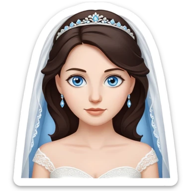 Bride with dark brown hair and blue eyes  sticker