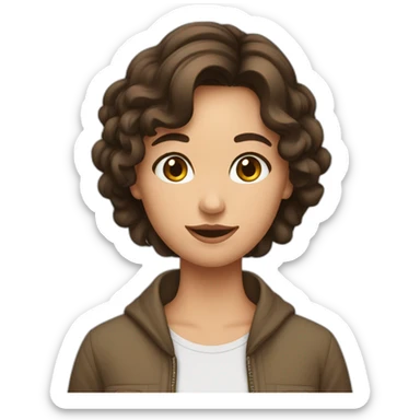 Fille brune qui fait coucou sticker