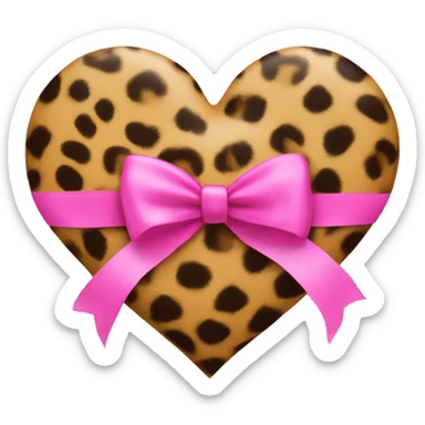 cheetah print heart with pink bow sticker
