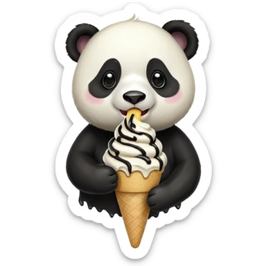 Panda eating ice cream sticker