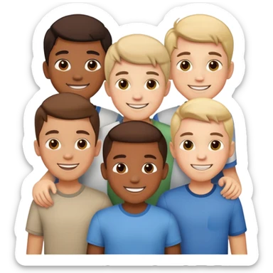 Apple’s three boys emoji but with four boys sticker