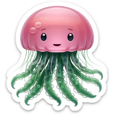 Beautiful pale pink transparent jellyfish among algae  sticker