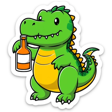 crocodile with a bottle of whiskey sticker