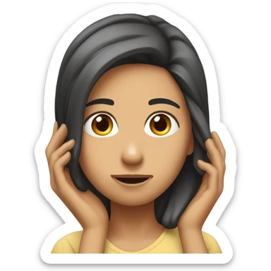 Person tucking their hair behind their ear sticker