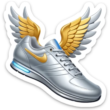 Track shoe with wings sticker