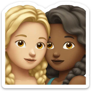 Two white girls cuddling  sticker