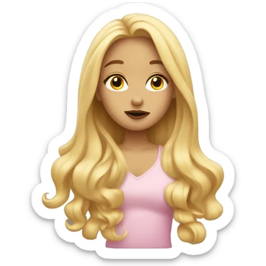 Girl with long blonde hair blowing kisses  sticker