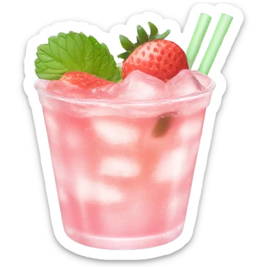 Pastel pink mojito strawberry  sticker