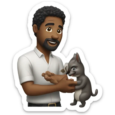 man playing with a dolph sticker