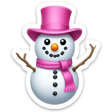 Snowman with a pink bow and a pink hat  sticker