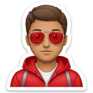 man with aviator sunglasses wearing a red hoodie sticker