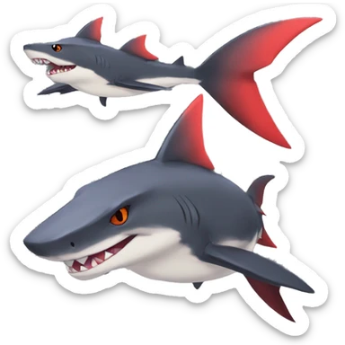 Anthro Cute cool black red nargacuga-shark animal hybrid Fakemon full body sticker