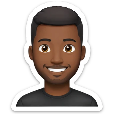 người đàn ông 30 tuổi,áo đen, da đen, tóc cắt cua màu đen, mặt cười vui vẻ, râu quai nón màu đen sticker