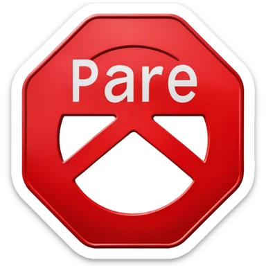 placa de transito vermelha escrito pare sticker