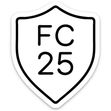 minimal icon of 'FC 25' as a badge or logo, simple black outline, no fill sticker