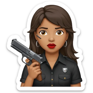 latina with mullet putting gun in her mouth sticker