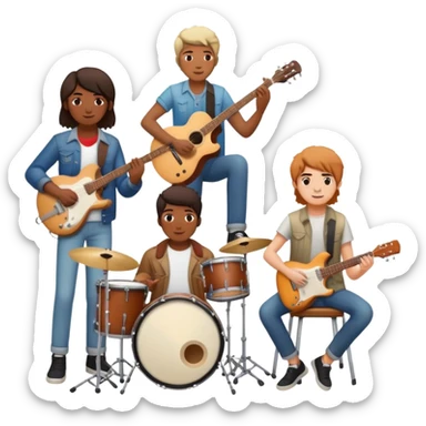 group of indie musicians with guitars, keyboards, and drums sticker