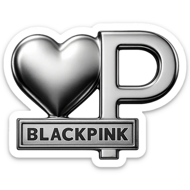BLACKPINK-inspired object, black and pink colors, shiny and futuristic metallic look sticker