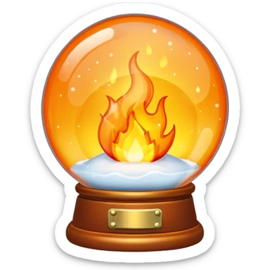 Can you make a snow globe emoji with a flame in it sticker