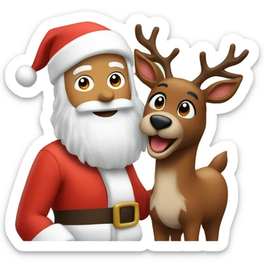 Santa with Rudolph  sticker
