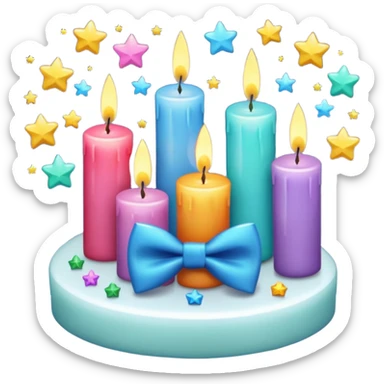 Aesthetic scenic beautiful gorgeous holy divine spiritual pretty elegant sparkly shiny scene of Candles, bow ties, sparkles, stars, scenic aesthetic scenery sticker