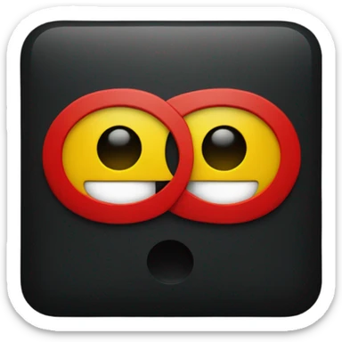 a black and red rectangle with a medium-sized yellow circle in the middle sticker