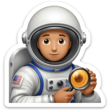 Man looking into the black hole with magnifying glass. sticker