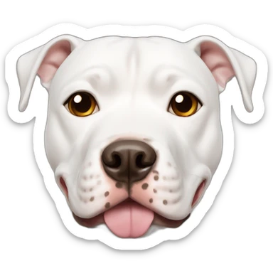 white pitbull dog with one brown spot in the face sticker