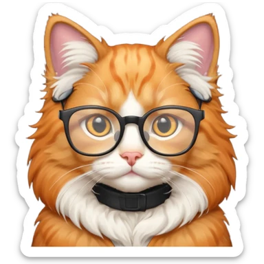 Orange cat wearing nerdy square glasses. sticker