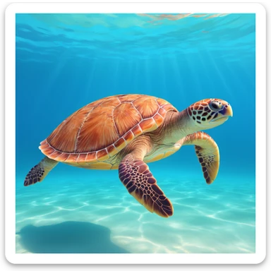 sea turtle in beautiful clear turquoise caribbean sea underwater sticker