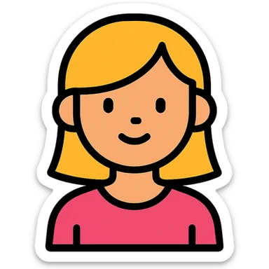 teen girl icon, simple and bold, modern outlined icon style sticker