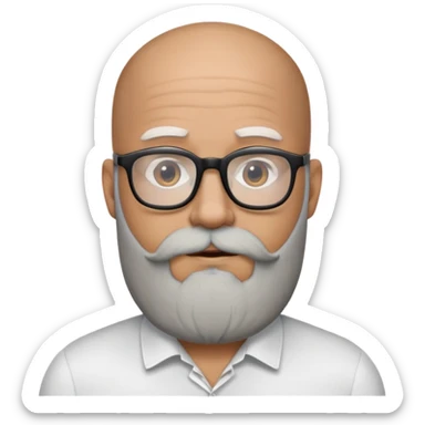 bald man with glasses with big black and white beard sticker