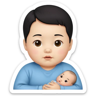 korean black hair baby infant sticker