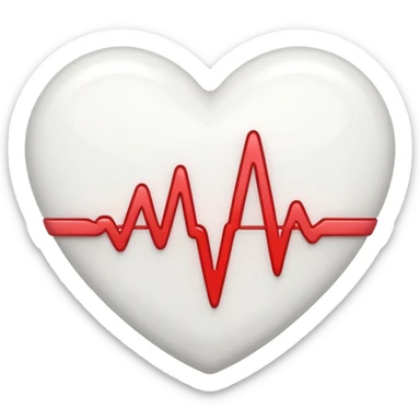 white heart with a heartbeat line, Discord emoji style sticker