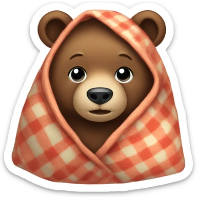 bear cozy in blanket sticker