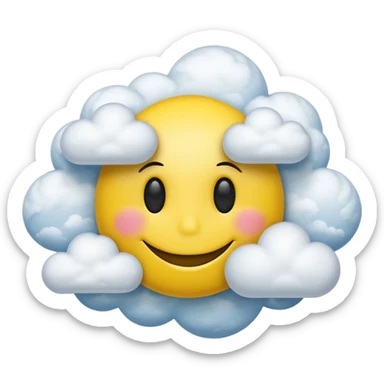 zone out smiley face with clouds floating around its head sticker