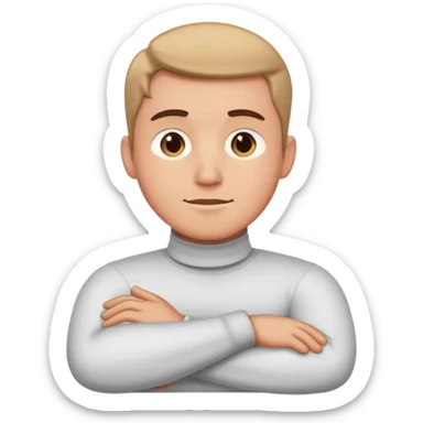 man crossing arms around neck  sticker