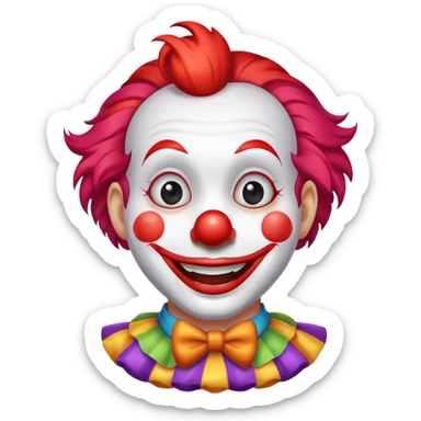 a cute clown with red nose and colorful hair sticker