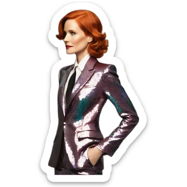 Audrey fleurot hair back multicolored sequined suit sticker