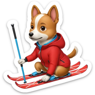 skiing dog sticker