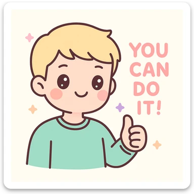 young blond man with short hair giving encouragement, kawaii style, cute and positive expression sticker