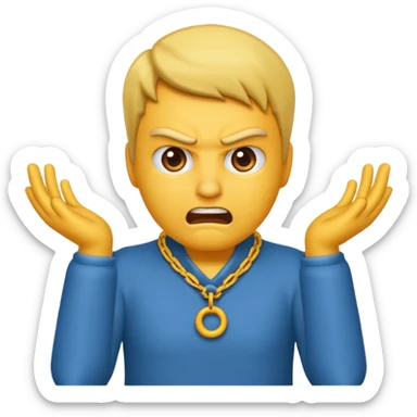 I want an emoji of a person with two hands around their neck and making like an angry face sticker