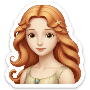 Soft, nurturing, or a bit shy. Very polite and kind. woman in a shell like venus by boticelli
more dinamic emoji sticker