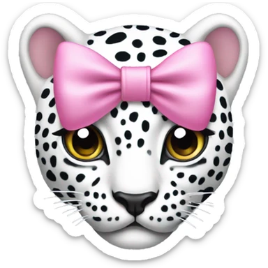 White leopard with a pink bow sticker