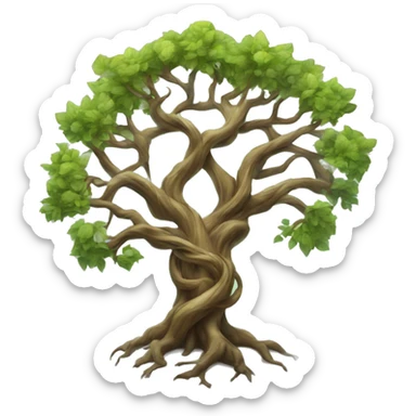 Mystical tree with twisted branches  sticker