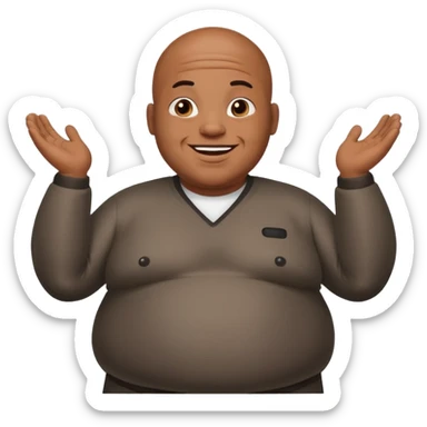 Fat black bald guy shrugging sticker