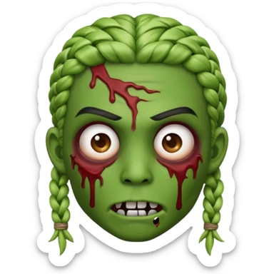 can you make an zombie emoji with braids and a eyebrow piercing on his right eyebrow and a diagonal eyebrow piercing on his left eyebrow sticker